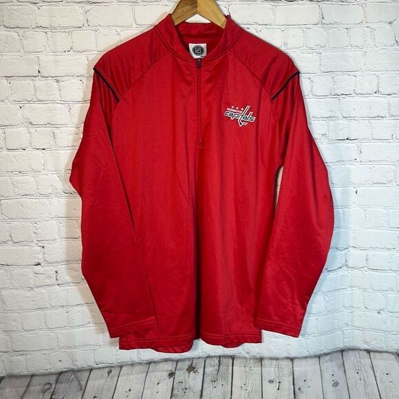 NHL Washington Capitols Quarter zip Shirt Mens size M Medium Red - Picture 1 of 6